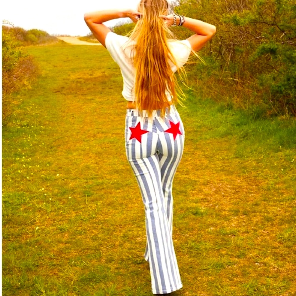 Free People women’s firecracker Star & stripe flare jeans